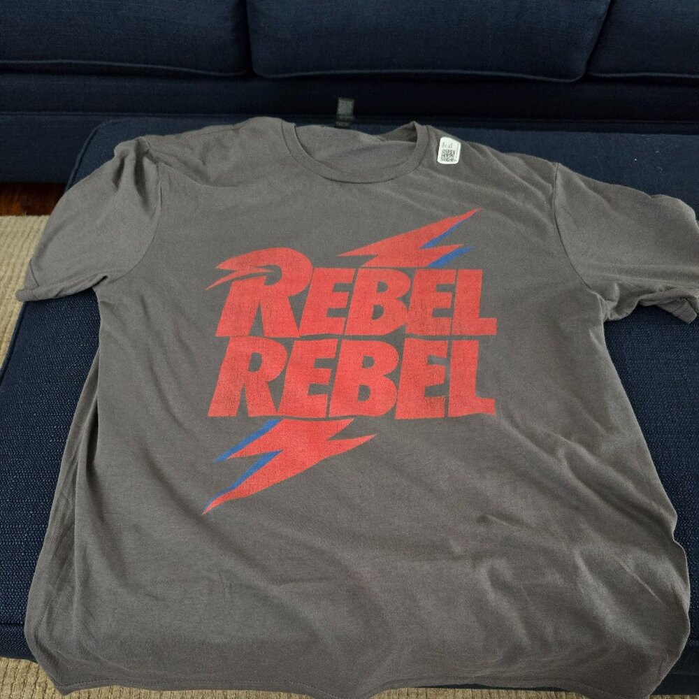 Brand New Gray David Bowie Rebel T-shirt